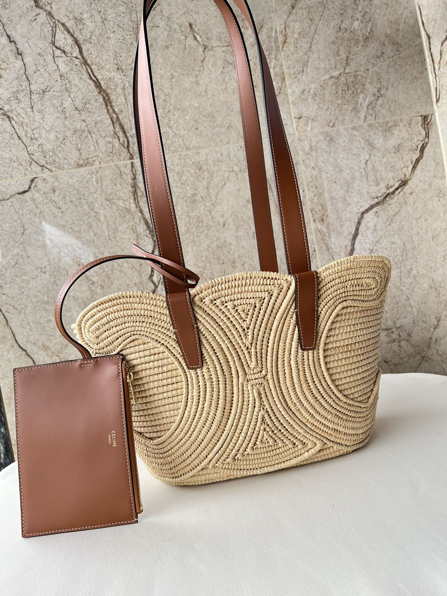 CELINE Medium Triomphe Classic Handwoven Basket Bag