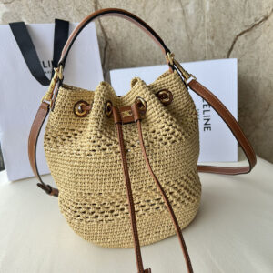 Clara Classic Plant-Material and Leather Tote Bag – Yellow-Brown