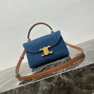 TEEN NINO Denim and Leather Handbag with Steel Hardware