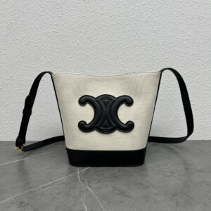 CELINE 2022 Spring/Summer CUIR Bucket Bag in Black Linen