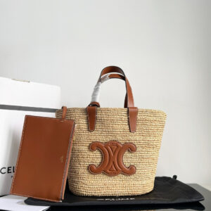 TRIOME CUIR Woven Plant-Material Basket Handbag