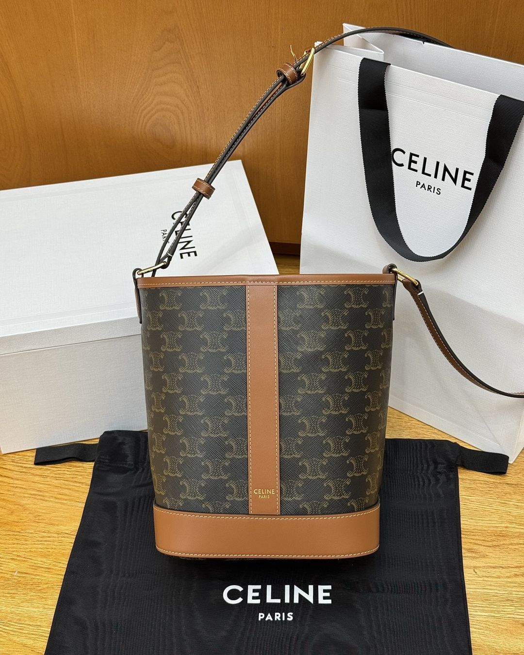 Celine Triomphe Small Bucket Shoulder Crossbody Bag