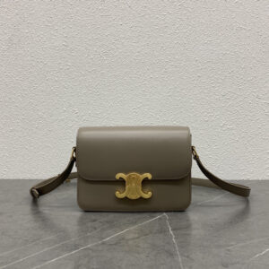Triome Classic Pebble Gray Leather Crossbody Bag