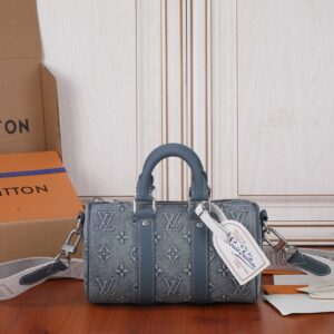 Louis Vuitton Keepall Bandoulière 25 Handbag in Monogram Washed Denim
