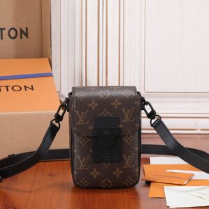 Louis Vuitton S-Lock Vertical Wearable Wallet in Monogram Macassar Canvas, Model M81522
