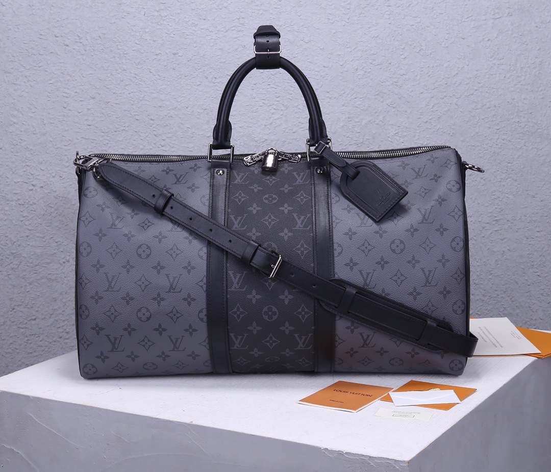 Keepall Bandoulière 50 Travel Bag in Monogram Eclipse Reverse Canvas