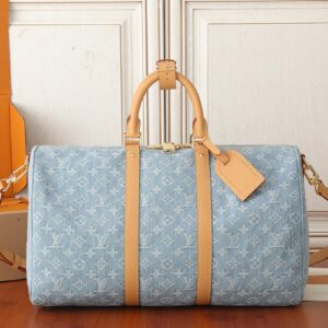 Louis Vuitton Keepall Bandoulière 45 Travel Bag in Monogram Denim
