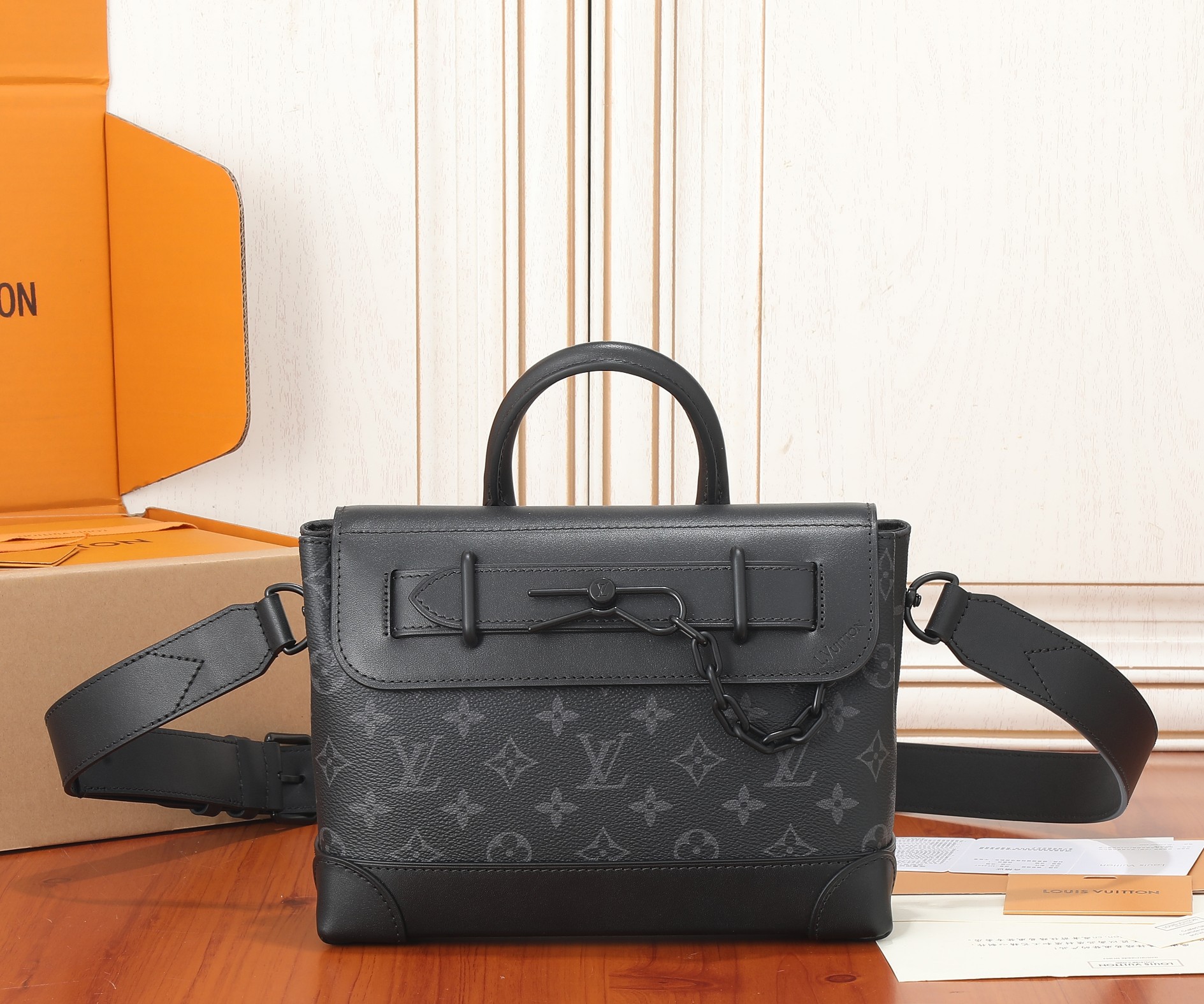 Louis Vuitton Steamer Small Shoulder Bag in Monogram Eclipse Canvas