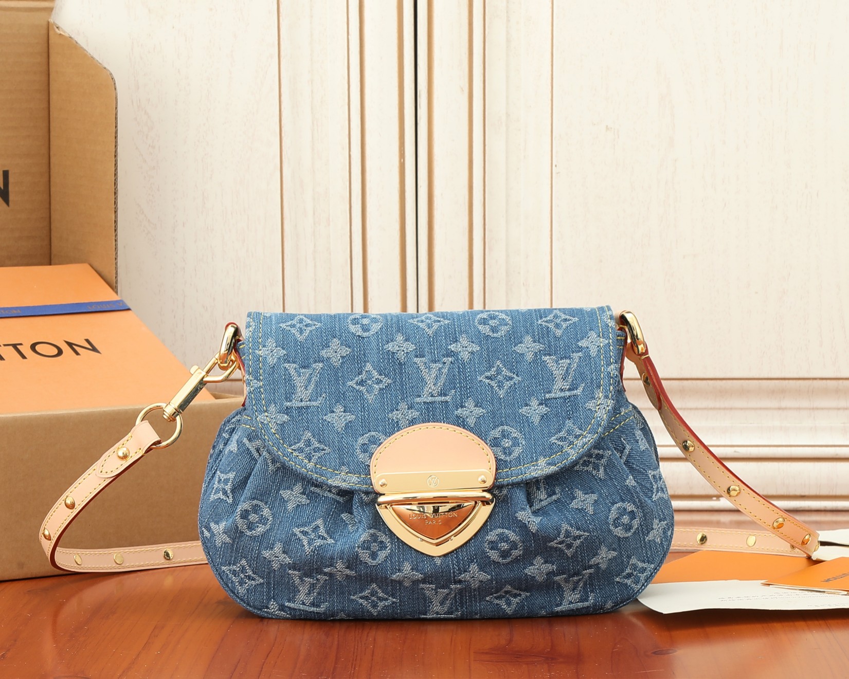 Sunset Monogram Denim Canvas Shoulder Bag