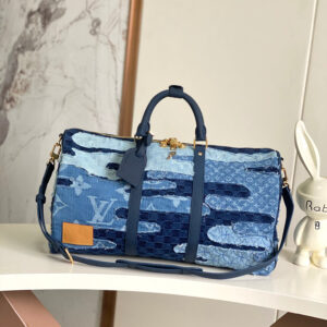 Louis Vuitton Keepall Bandoulière 50 Travel Bag in Damier Denim