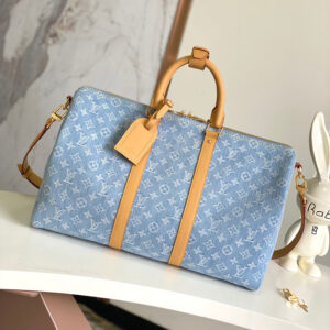 Louis Vuitton Keepall Bandoulière 45 Travel Bag in Pale Blue Denim