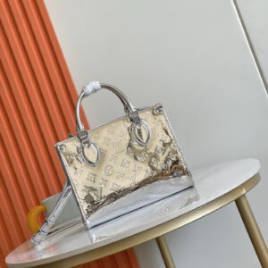 Louis Vuitton OnTheGo CC Small Handbag in Silver Monogram Miroir Canvas