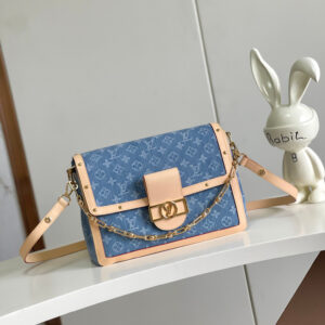 Louis Vuitton Dauphine Soft Large Denim Chain Crossbody Bag