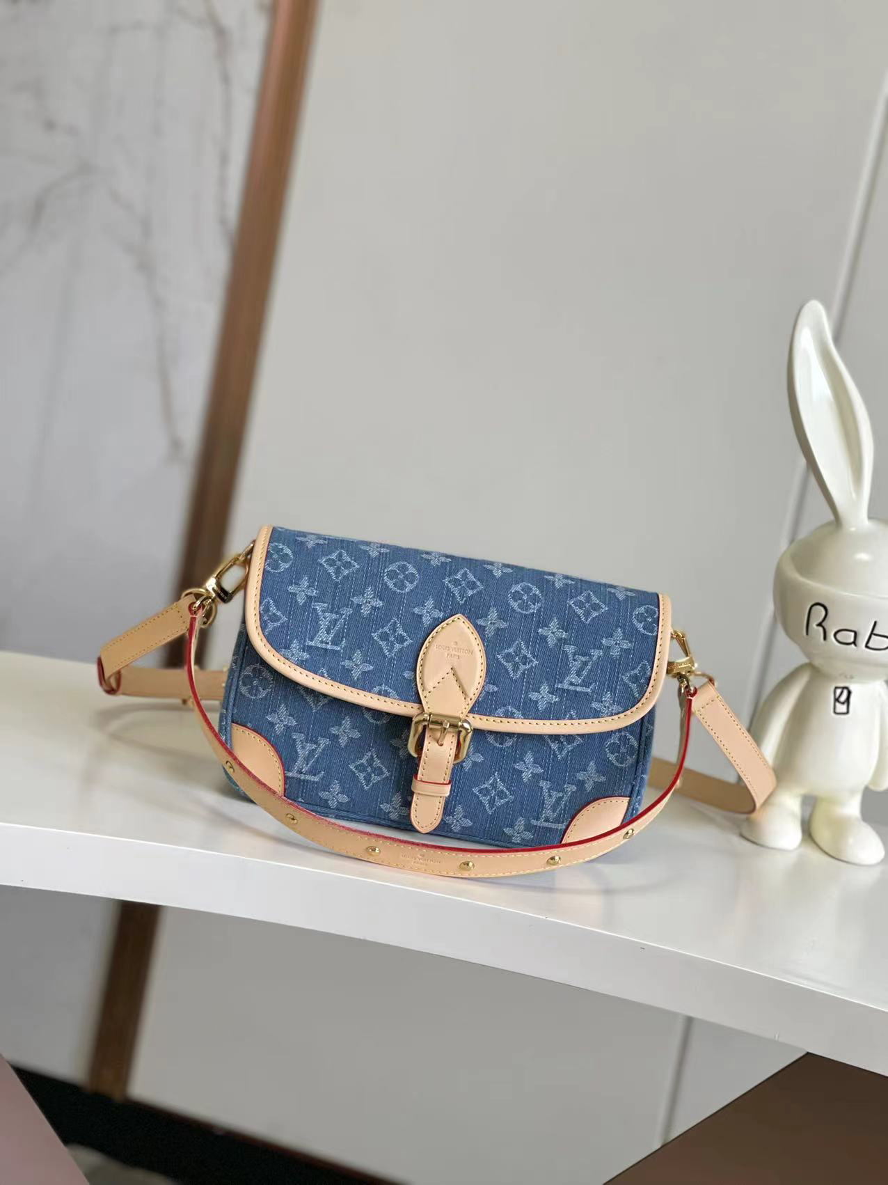 Diane Monogram Empreinte Denim Crossbody Bag