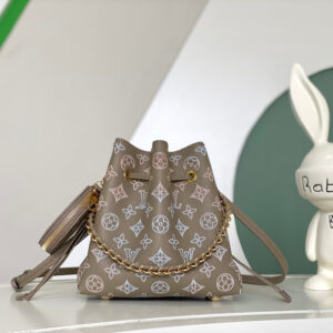 M23388 Light Gray Leather Bella Bucket Handbag