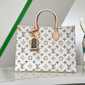 Louis Vuitton OnTheGo MM Tote Bag in White Denim