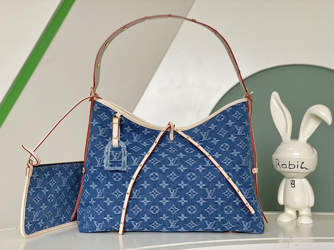 Louis Vuitton CarryAll MM Tote Bag in Blue Denim