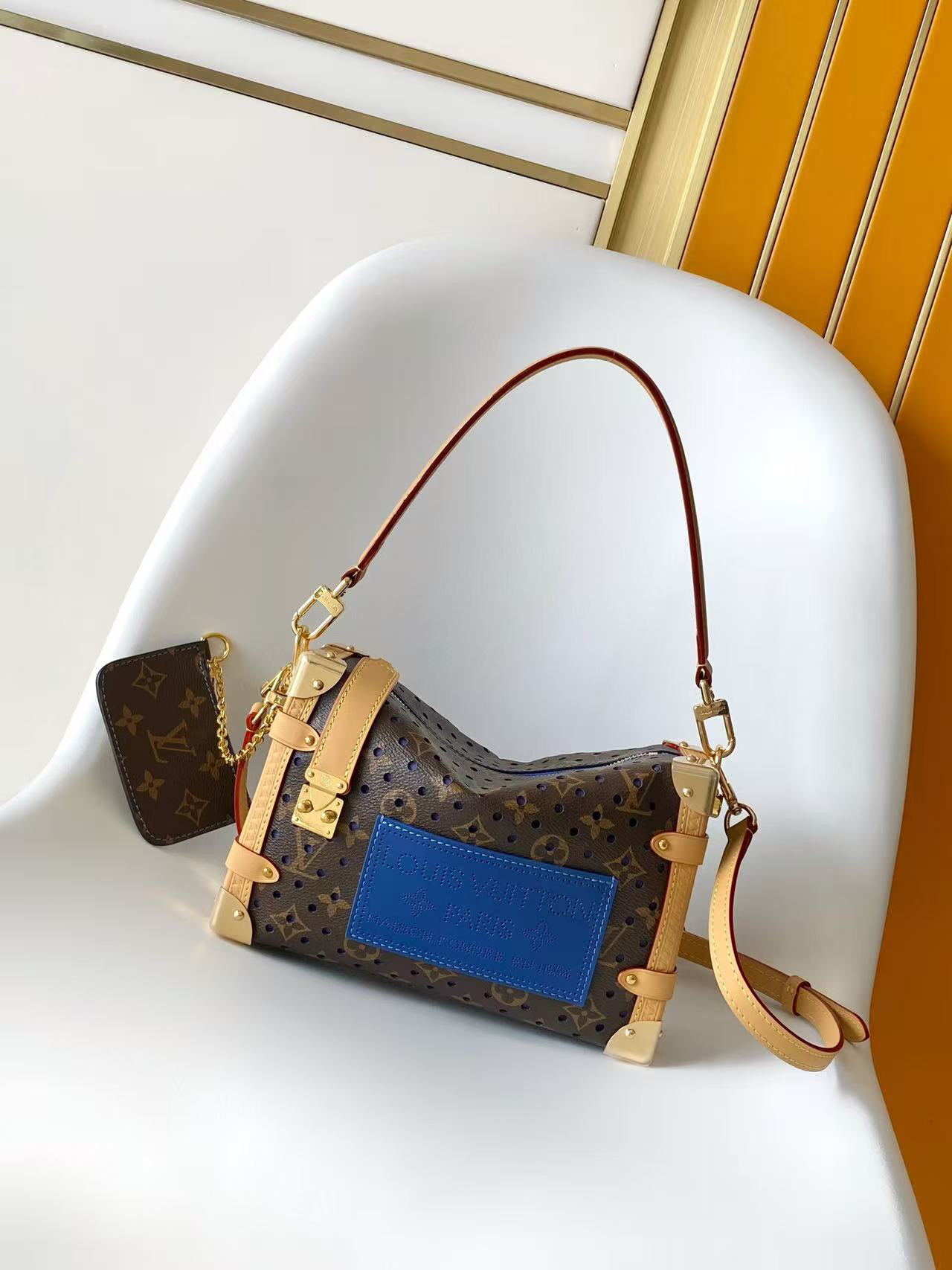 Louis Vuitton Side Trunk Medium Handbag in Monogram Perfo Canvas