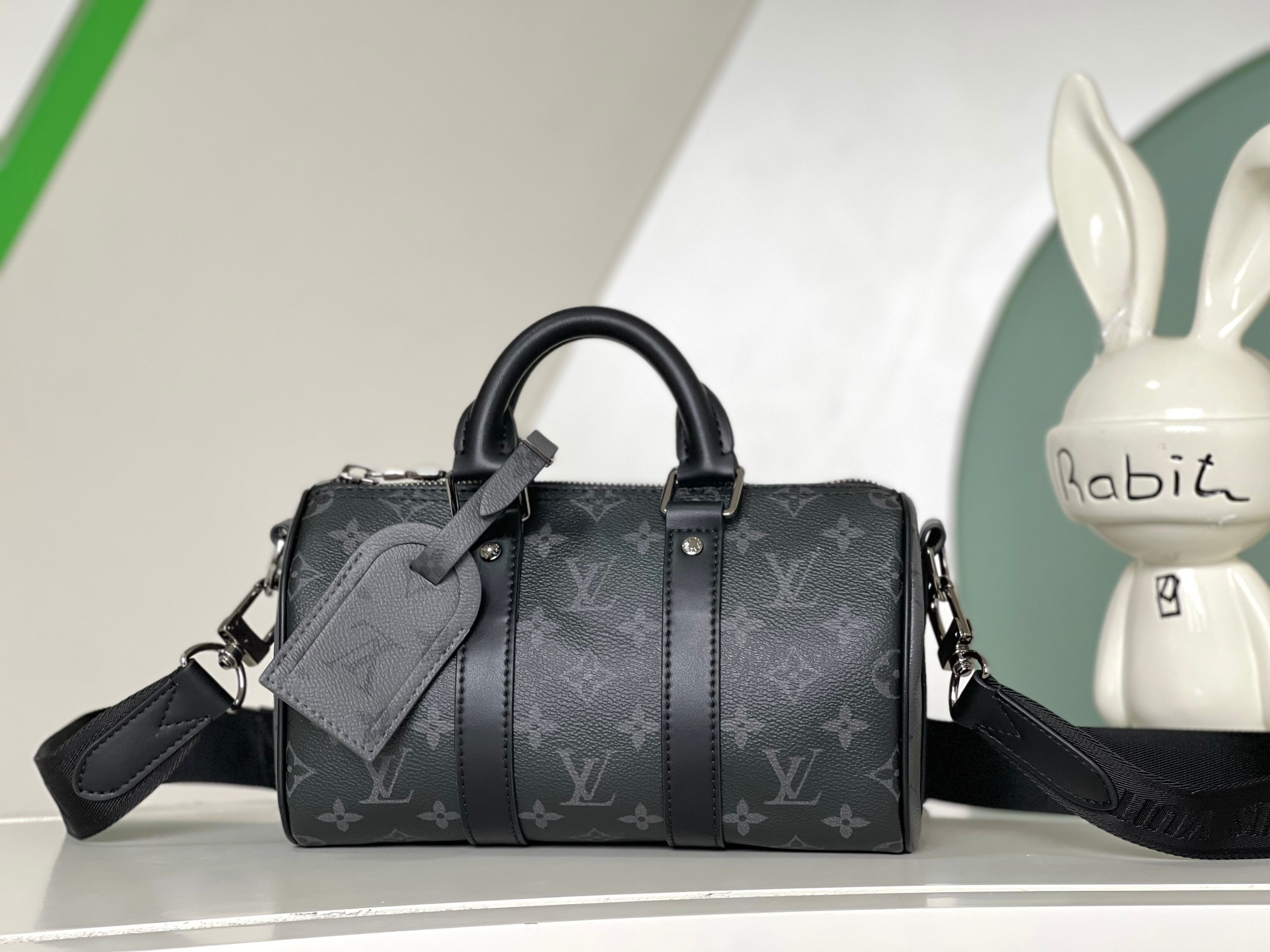Louis Vuitton Keepall 25 Travel Bag in Monogram Eclipse Reverse Canvas
