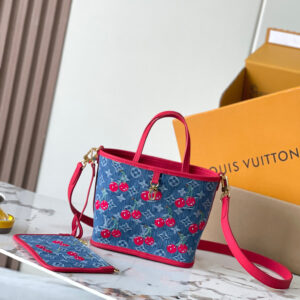 Louis Vuitton Neverfull Inside Out BB Handbag – Denim Cherry Reversible Design