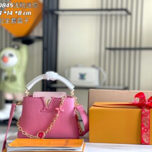 Louis Vuitton Capucines Mini Handbag – Pale Pink Floral Tri-Color