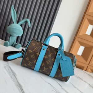 Louis Vuitton Keepall 25 Handbag in Monogram Eclipse Reverse Canvas