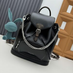 Louis Vuitton Montsouris PM Backpack in Black Monogram Lambskin