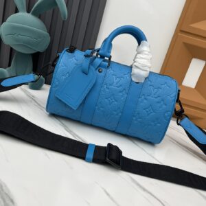 Louis Vuitton Keepall Mini Travel Bag in Blue Taurillon Monogram Leather