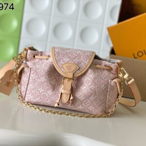 Louis Vuitton Odyssée Small Handbag in Pink Embroidered Denim