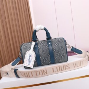 Keepall Bandouliere 25 Monogram Washed Denim Handbag