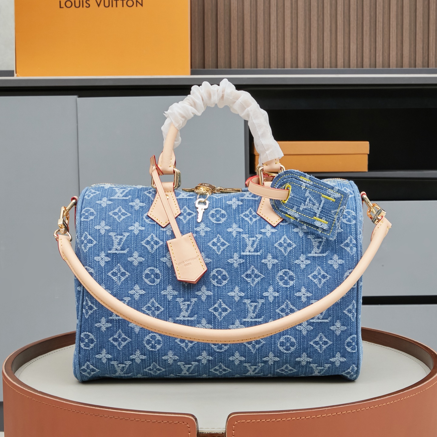 Louis Vuitton Speedy Bandouliere 30 Denim Handbag