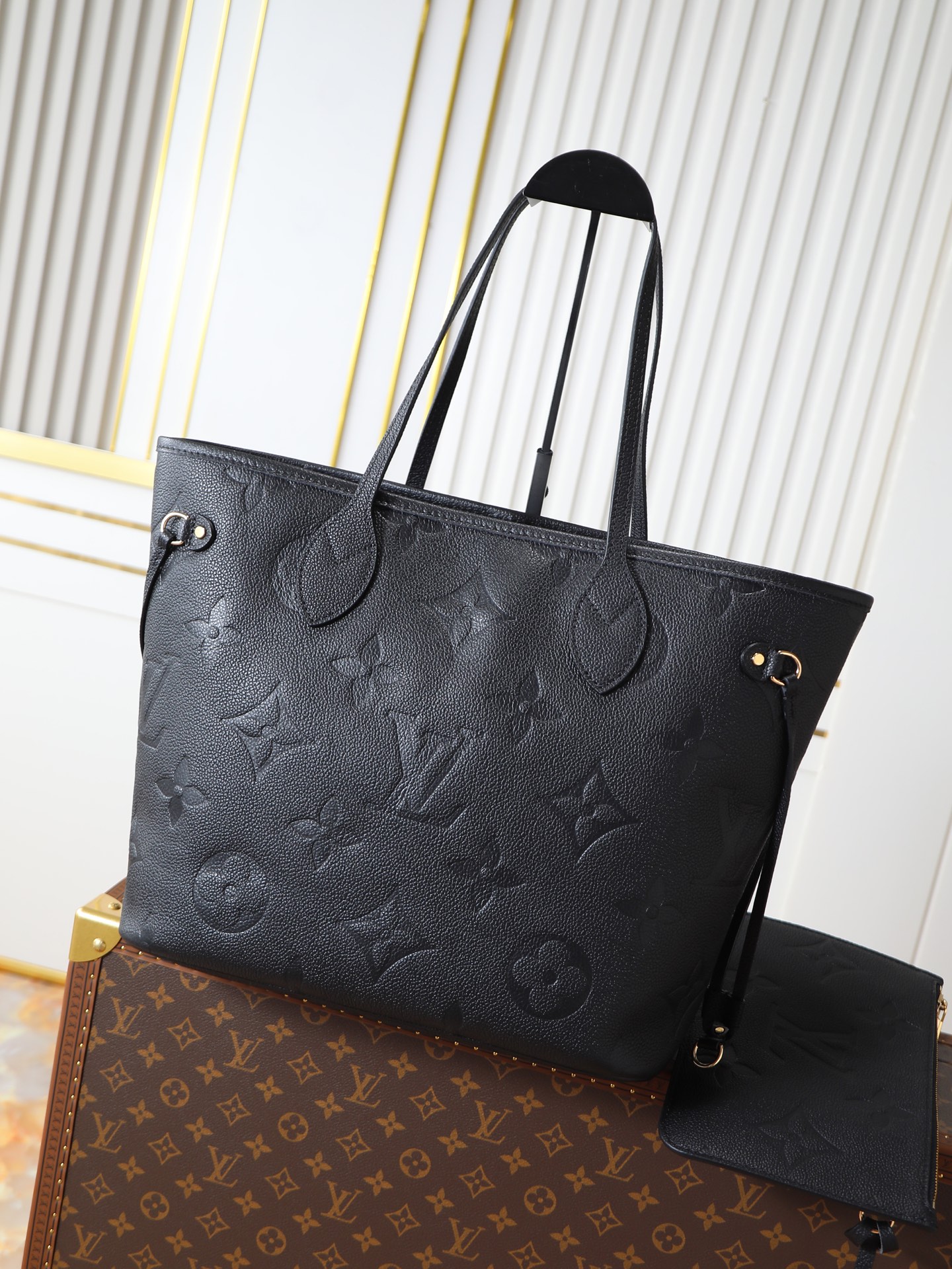 Neverfull MM Monogram Empreinte Leather Tote Bag