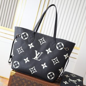 Louis Vuitton Neverfull MM Embossed Leather Tote Bag