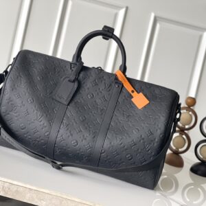 Louis Vuitton Keepall Bandouliere 50 Travel Bag in Monogram Shadow Leather