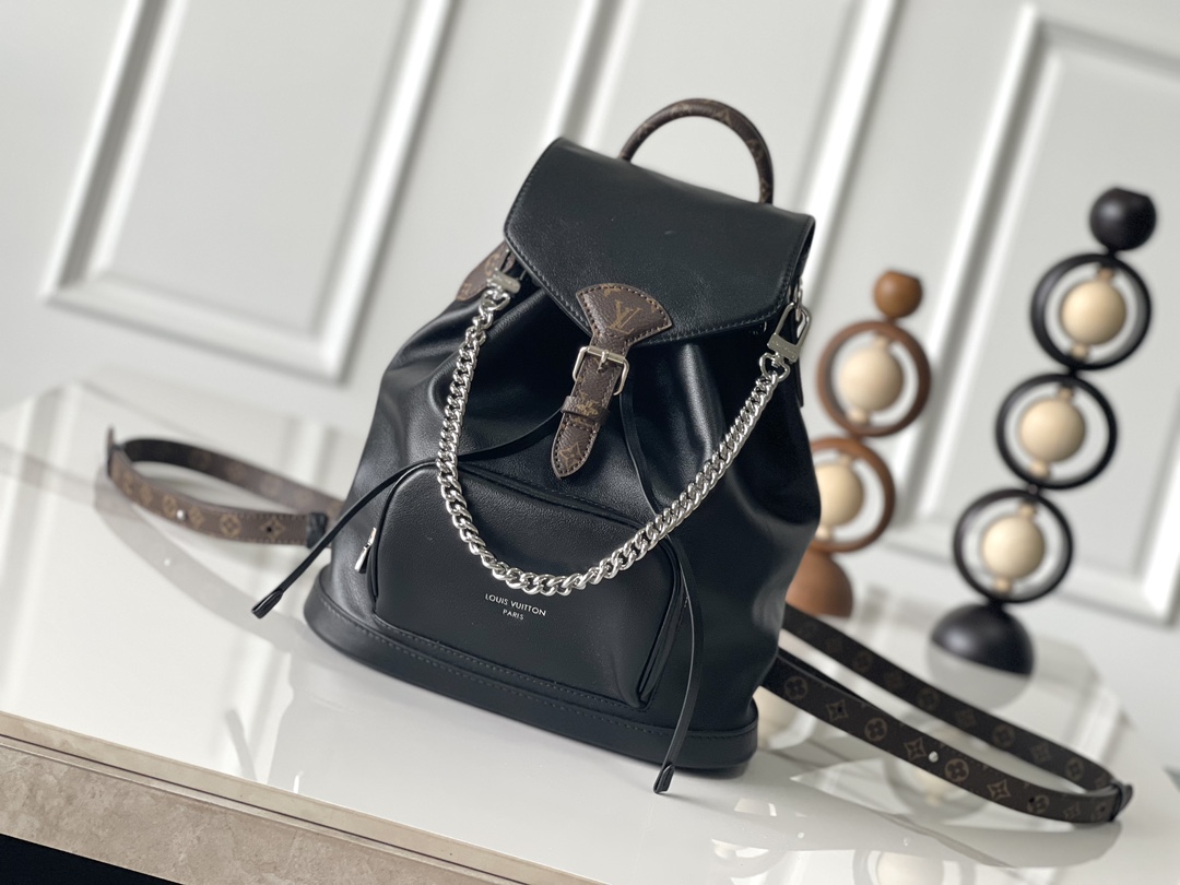 Louis Vuitton Montsouris Small Backpack in Black Leather
