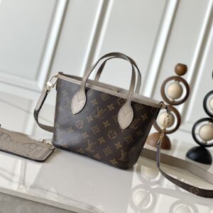 Louis Vuitton Neverfull BB Handbag, Damier Azur Canvas, Gray, Small