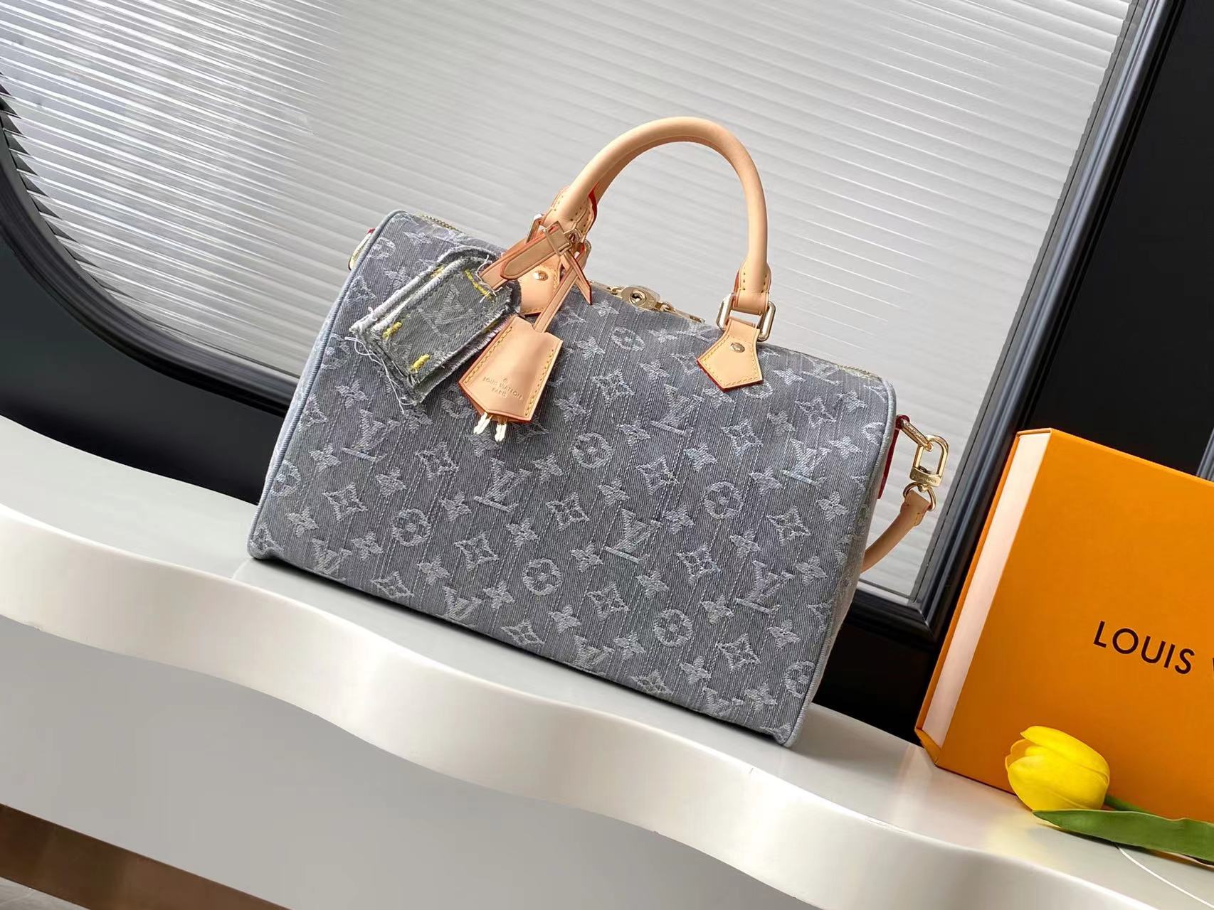 Louis Vuitton Speedy Soft 30 Handbag in Monogram Denim