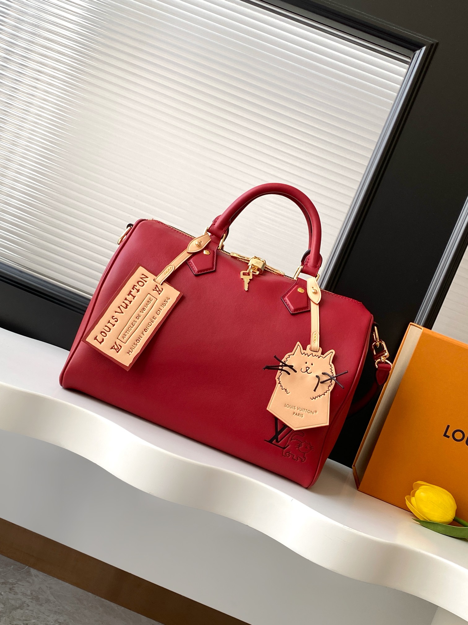 Louis Vuitton Speedy Soft 30 Red Handbag