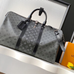 Louis Vuitton Keepall Bandouliere 50 Travel Bag in Monogram Eclipse Reverse Canvas
