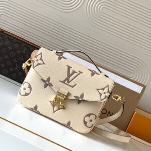 Louis Vuitton Pochette Metis Monogram Empreinte Shoulder Bag in Cream