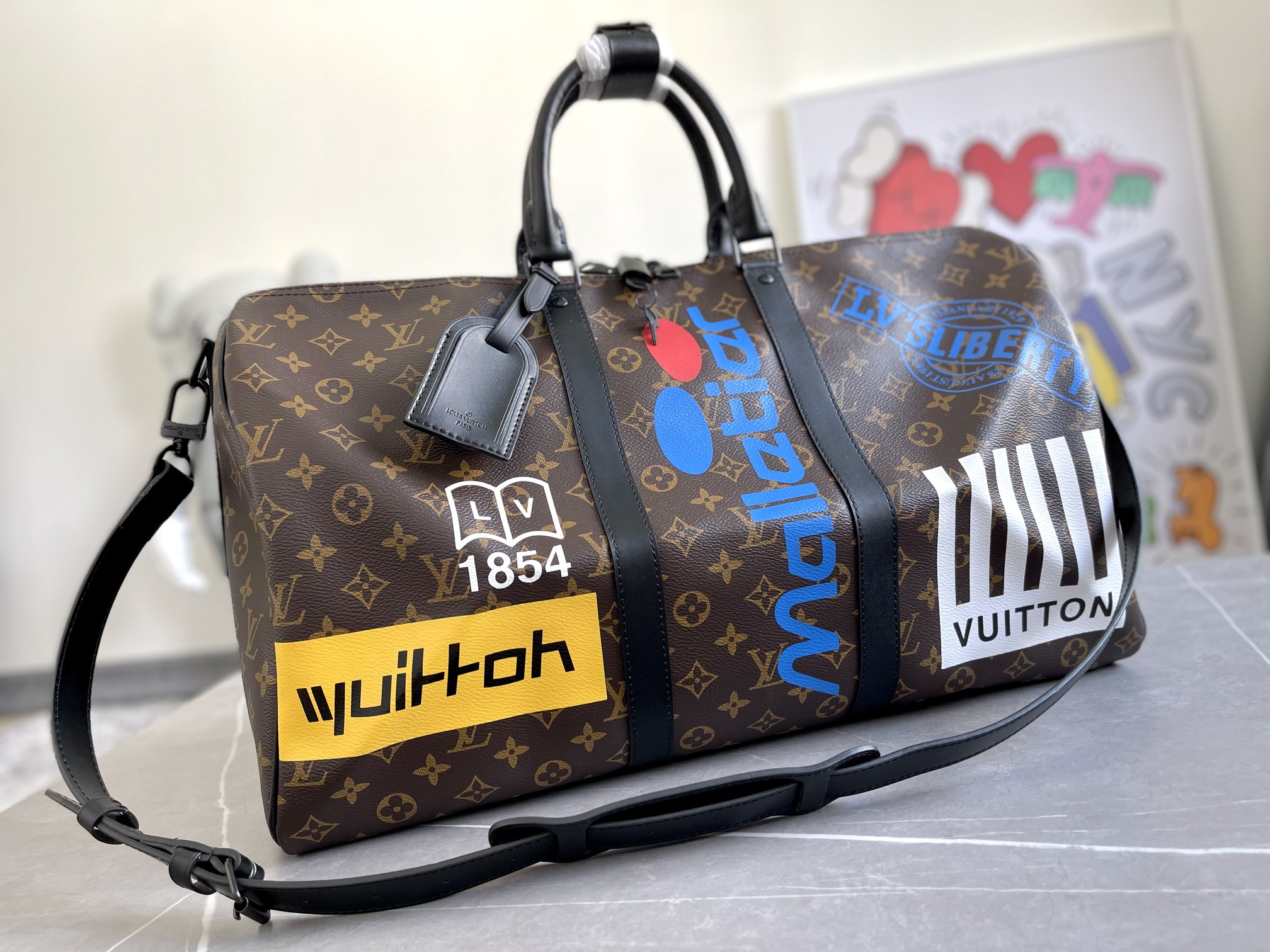 Louis Vuitton Keepall 50 Monogram Travel Bag with Shoulder Strap