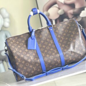Louis Vuitton Keepall Bandouliere 50 Travel Bag in Monogram Macassar Canvas