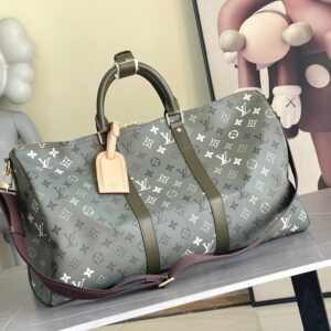 Louis Vuitton Keepall 50 Travel Bag in Military Green Monogram Canvas