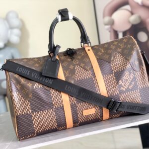 Louis Vuitton Keepall Bandouliere 50 Checkered Travel Bag