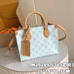 Louis Vuitton OnTheGo PM Tote Bag Blue Monogram Canvas
