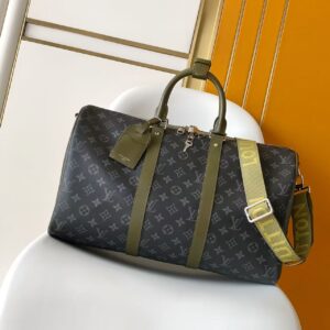 Louis Vuitton Keepall Bandoulière 45 Travel Bag in Monogram Eclipse Coated Canvas