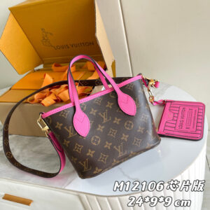 Louis Vuitton Neverfull BB Tote Bag in Damier Azur Canvas, Rose Pink