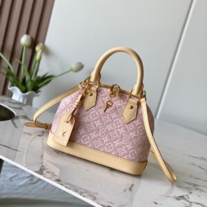 Louis Vuitton Alma BB Handbag, Pink Monogram Embleme Jacquard Canvas, M2A378