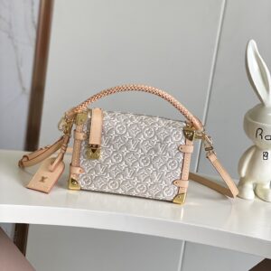Louis Vuitton Side Trunk Medium Handbag in White Jacquard