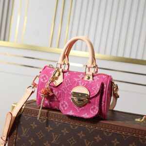 Louis Vuitton Nano Speedy Handbag in Blue Monogram Denim